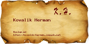 Kovalik Herman névjegykártya